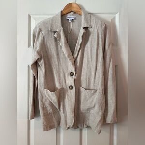 Veronica M tan linen blazer